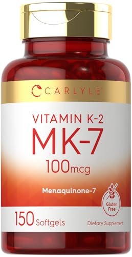 Carlyle Vitamin K2 MK7 100 mcg – 150 Softgels – Bioaktive Trans-Form MK7 – Nicht-GVO & Glutenfrei