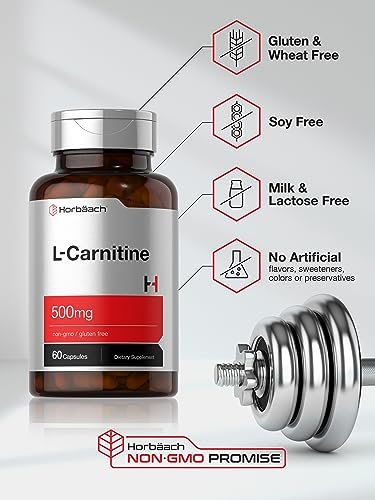 Horbäach L-Carnitin Kapseln 500 mg | 60 Kapseln | als L-Carnitin L-Tartrat | Non-GMO & Glutenfrei