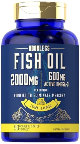 Carlyle Fischöl 2000mg | 600mg Omega 3 Supplement für Männer & Frauen | 90 geruchlose Weichkapseln mit Zitronengeschmack | Non-GMO und Glutenfrei