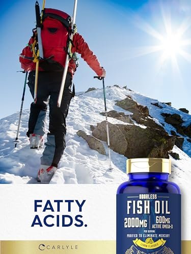 Carlyle Fischöl 2000mg | 600mg Omega 3 Supplement für Männer & Frauen | 90 geruchlose Weichkapseln mit Zitronengeschmack | Non-GMO und Glutenfrei