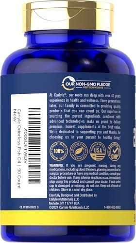 Carlyle Fischöl 2000mg | 600mg Omega 3 Supplement für Männer & Frauen | 90 geruchlose Weichkapseln mit Zitronengeschmack | Non-GMO und Glutenfrei