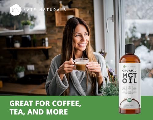 Kate Naturals MCT Öl für Kaffee & Keto (480 ml) – USDA Bio MCT Öl flüssig mit nur C8 & C10, geruchlos, für Körper & Geist, ohne Nachgeschmack
