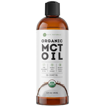 Kate Naturals MCT Öl für Kaffee & Keto (480 ml) – USDA Bio MCT Öl flüssig mit nur C8 & C10, geruchlos, für Körper & Geist, ohne Nachgeschmack