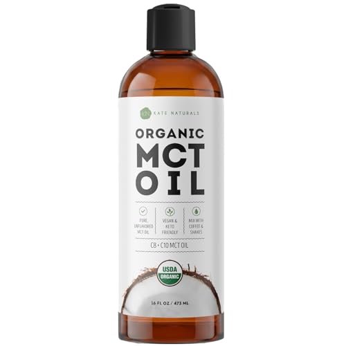 Kate Naturals MCT Öl für Kaffee & Keto (480 ml) – USDA Bio MCT Öl flüssig mit nur C8 & C10, geruchlos, für Körper & Geist, ohne Nachgeschmack