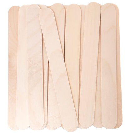 Makerstep 6 Zoll Jumbo Holz-Mehrzweck-Wachsstäbe 100er-Pack. Große Eisstiele, Applikator, Spatel zum Wachsen, Ideal für Körper, Haarentfernung, Basteln, Eiscremestiele
