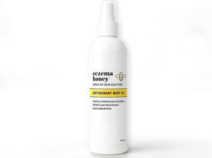 ECZEMA HONEY Antioxidant Body Oil – After Shower All Over Body Oil Spray für trockene & empfindliche Haut – Unscented Körperöl für Frauen, Männer & Kinder (236 ml)