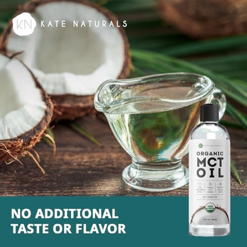 Kate Naturals MCT Öl für Kaffee – Reines Kokosnuss-MCT-Öl C8 und C10 (240 ml, Bio, ungewürzt)