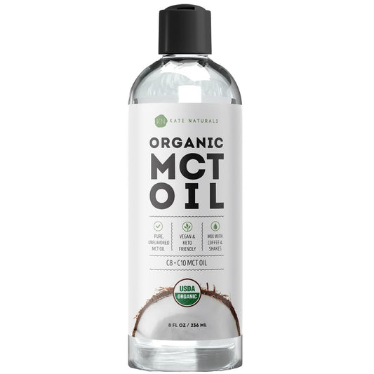 Kate Naturals MCT Öl für Kaffee – Reines Kokosnuss-MCT-Öl C8 und C10 (240 ml, Bio, ungewürzt)