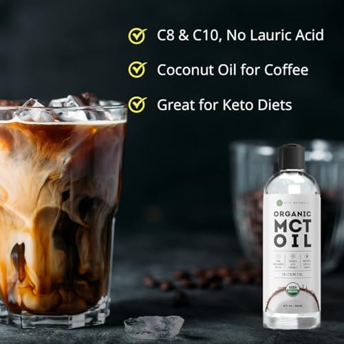 Kate Naturals MCT Öl für Kaffee – Reines Kokosnuss-MCT-Öl C8 und C10 (240 ml, Bio, ungewürzt)