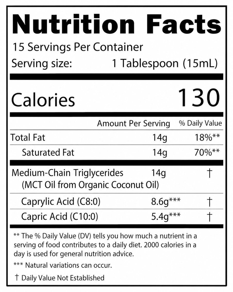 Kate Naturals MCT Öl für Kaffee – Reines Kokosnuss-MCT-Öl C8 und C10 (240 ml, Bio, ungewürzt)
