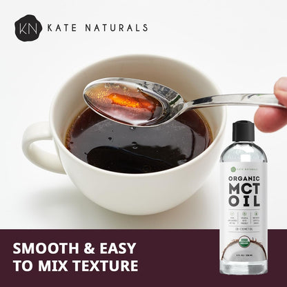 Kate Naturals MCT Öl für Kaffee – Reines Kokosnuss-MCT-Öl C8 und C10 (240 ml, Bio, ungewürzt)