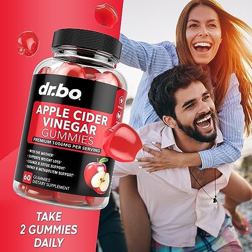 DR. BO ACV Apfelessig Gummibärchen – Natürliche Unterstützung für Gewichtsverlust, Entgiftung, Verdauung und Darmgesundheit – 1000 mg Apfelessig mit der Mutter – 60 Stück