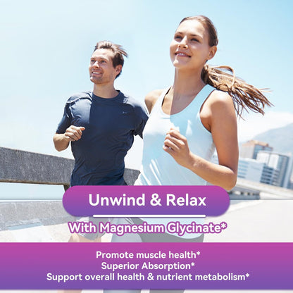 EAZGOO Magnesium Glycinat Gummies 400mg mit L-Threonin 200mg – Zuckerfreies Magnesium-Kalium-Präparat mit Vitamin D, B6, CoQ10 für Muskeln – 60 gemischte Beeren-Gummis