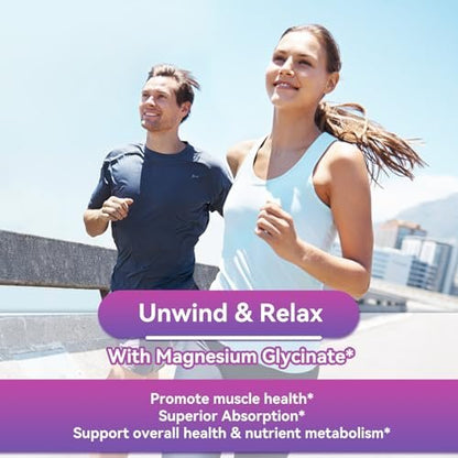EAZGOO Magnesium Glycinat Gummies 400mg mit L-Threonin 200mg – Zuckerfreies Magnesium-Kalium-Präparat mit Vitamin D, B6, CoQ10 für Muskeln – 60 gemischte Beeren-Gummis