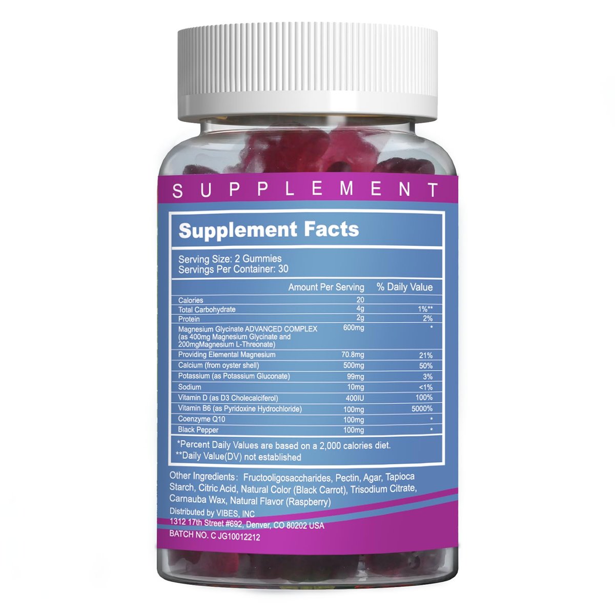 EAZGOO Magnesium Glycinat Gummies 400mg mit L-Threonin 200mg – Zuckerfreies Magnesium-Kalium-Präparat mit Vitamin D, B6, CoQ10 für Muskeln – 60 gemischte Beeren-Gummis