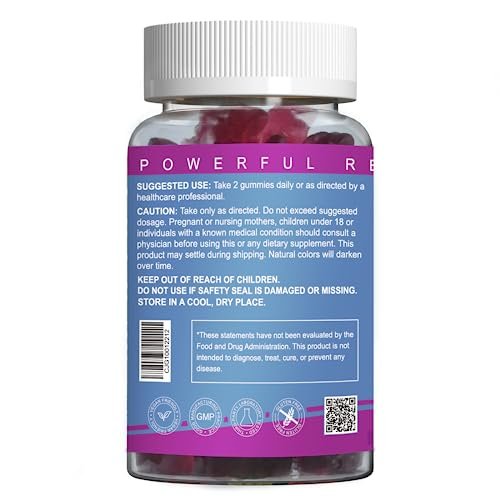 EAZGOO Magnesium Glycinat Gummies 400mg mit L-Threonin 200mg – Zuckerfreies Magnesium-Kalium-Präparat mit Vitamin D, B6, CoQ10 für Muskeln – 60 gemischte Beeren-Gummis