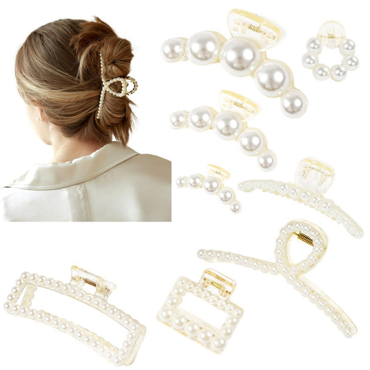8-teilige Perlen-Haarklammern für Frauen – Claw Clips für dickes und dünnes Haar, Haarspangen für Styling und Hochzeiten