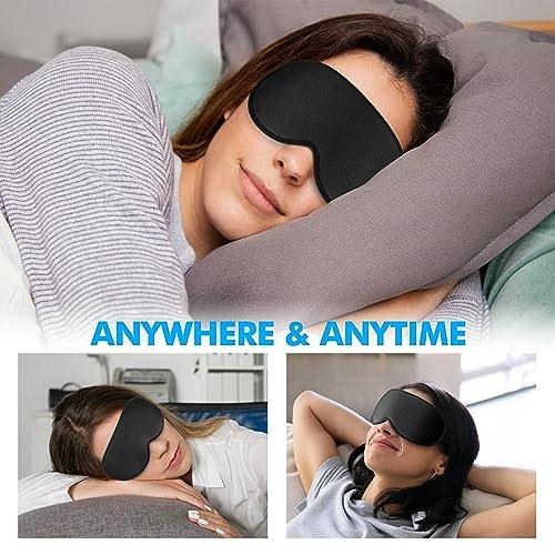 Schlafmaske für Männer und Frauen, Schlafmaske für Seitenschläfer, Reise-Blackout-Nachtblindabdeckung mit verstellbarem Riemen (Ebenholz)