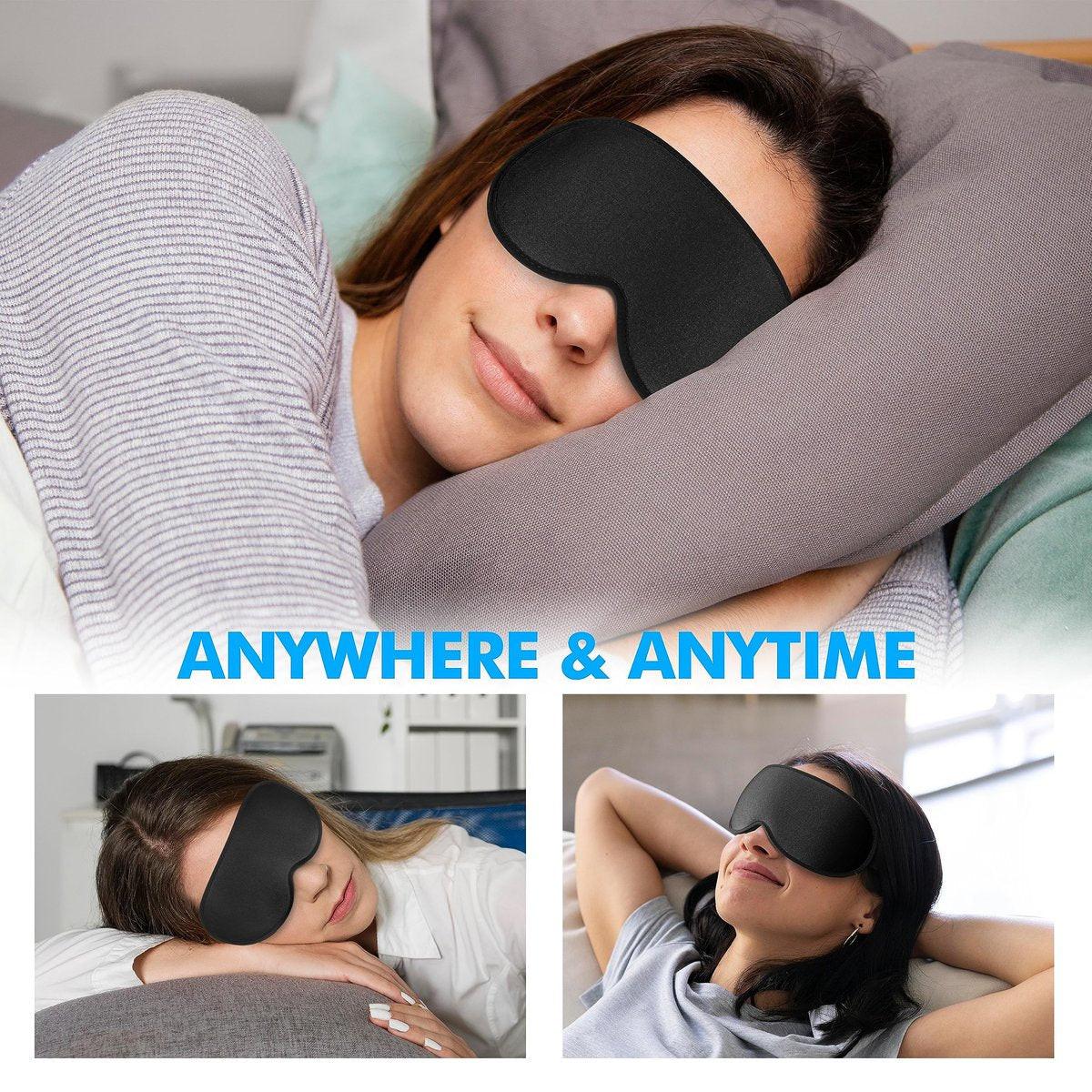 Schlafmaske für Männer und Frauen, Schlafmaske für Seitenschläfer, Reise-Blackout-Nachtblindabdeckung mit verstellbarem Riemen (Ebenholz)