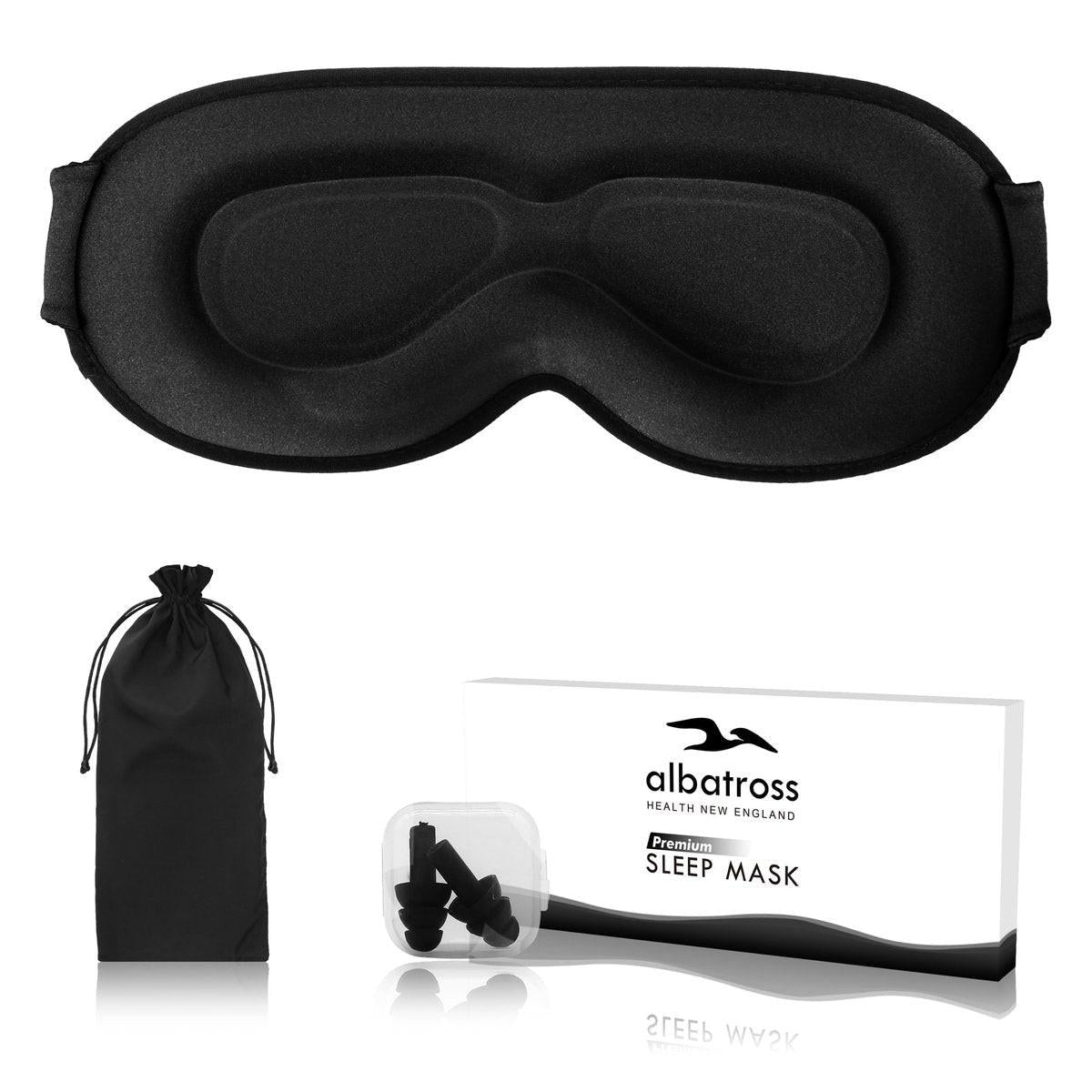 Schlafmaske für Männer und Frauen, Schlafmaske für Seitenschläfer, Reise-Blackout-Nachtblindabdeckung mit verstellbarem Riemen (Ebenholz)