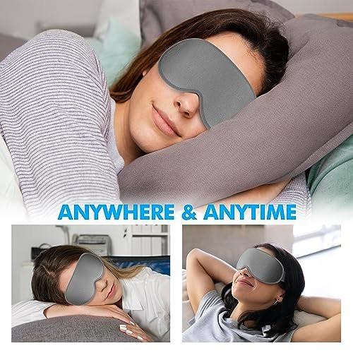 Schlafmaske für Männer und Frauen – Memory-Schaum-Augenmaske für Seitenschläfer, Flugreisen, Blackout-Schlafmaske mit verstellbarem Riemen (Aschgrau)