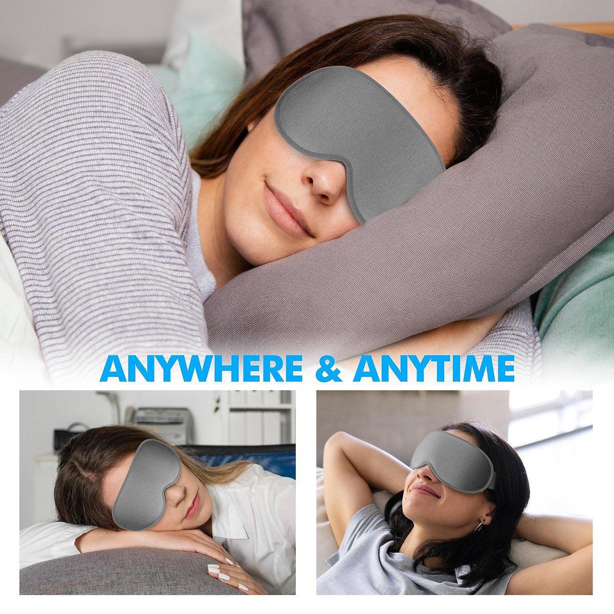 Schlafmaske für Männer und Frauen – Memory-Schaum-Augenmaske für Seitenschläfer, Flugreisen, Blackout-Schlafmaske mit verstellbarem Riemen (Aschgrau)