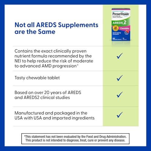 PreserVision AREDS 2 Augenvitamine – Lutin & Zeaxanthin Kautabletten mit Vitamin C, E, Zink & Kupfer, gemischte Beere, 60 Tabletten