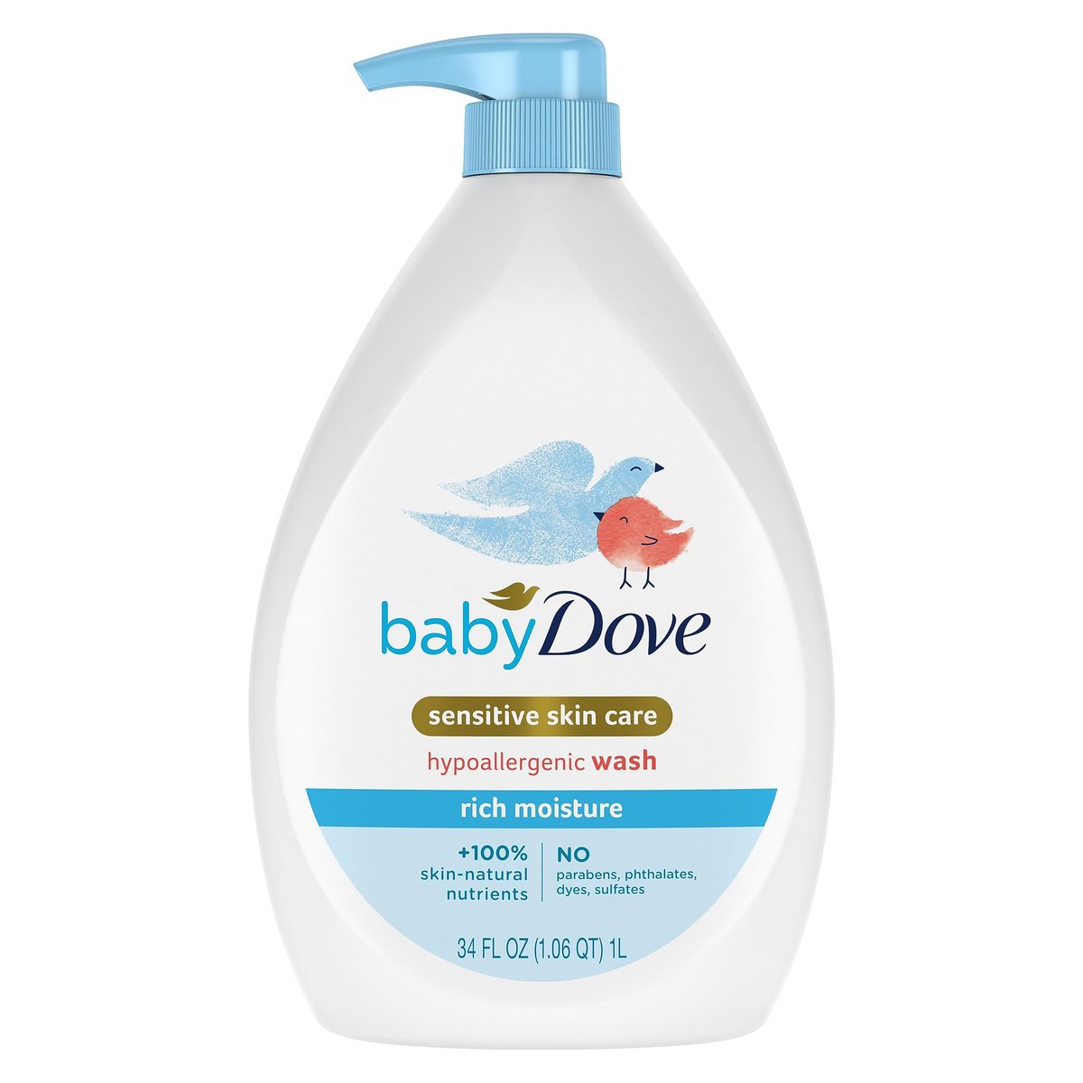 Baby Dove Sensitive Skin Feuchtigkeitsspendendes Duschgel | Tränenfrei & Hypoallergen | Pädiatrisch getestet | 1000 ml