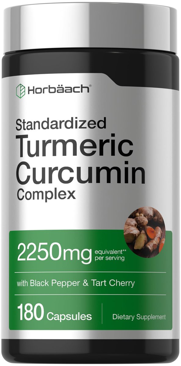 Horbäach Kurkuma Curcumin Komplex | 180 Kapseln | mit Schwarzem Pfeffer & Sauerkirsche | Nicht-GVO & Glutenfrei