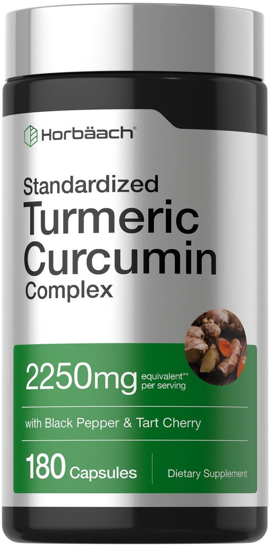 Horbäach Kurkuma Curcumin Komplex | 180 Kapseln | mit Schwarzem Pfeffer & Sauerkirsche | Nicht-GVO & Glutenfrei