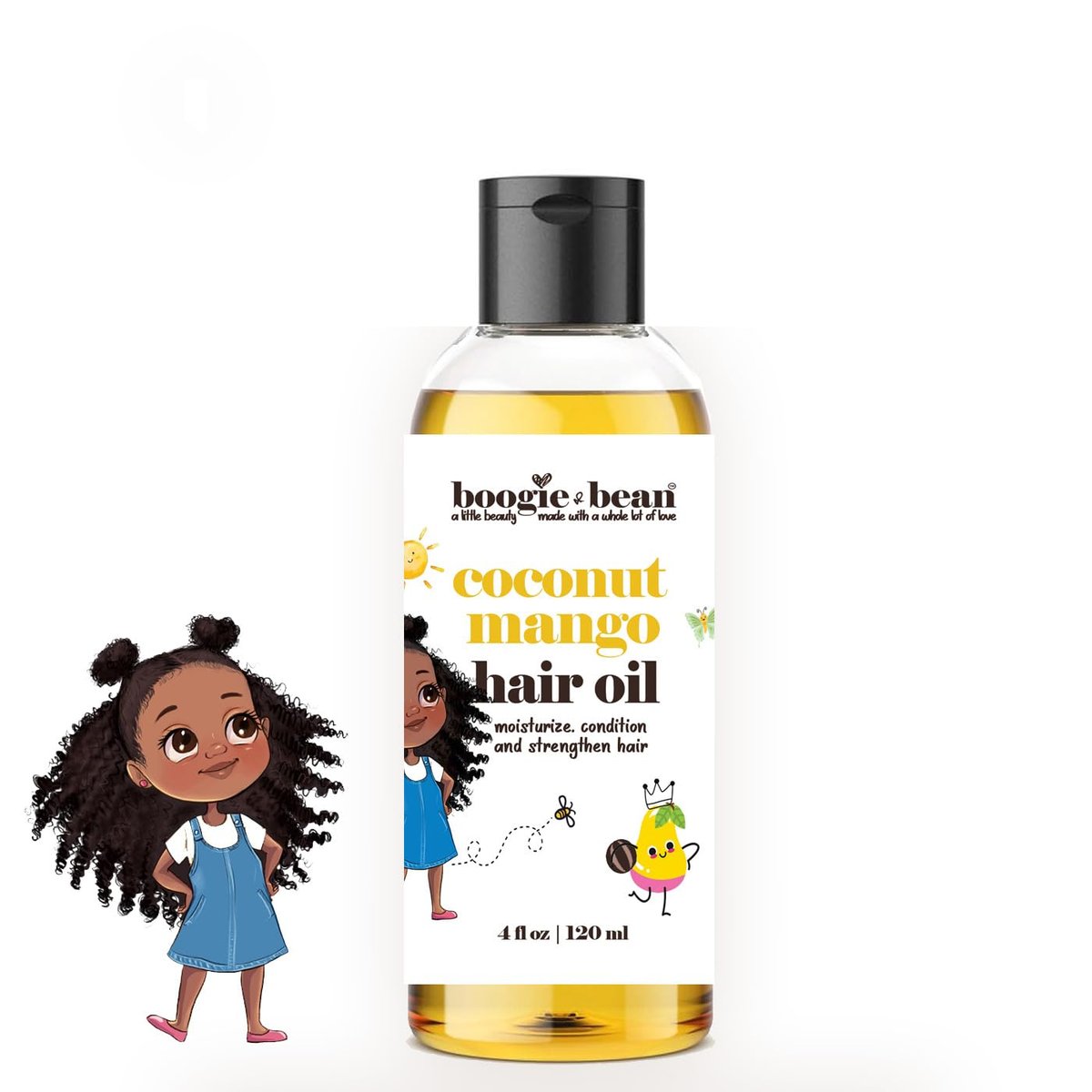 Boogie and Bean Kinder-Haaröl für Locken, Naturhaar und geflochtene Styles – Geeignet für Babys, Mädchen und Jungen mit 4c-Haartyp