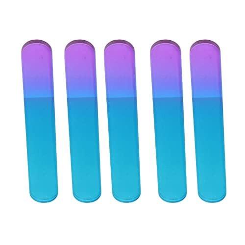 Ymiko 5er Set Glasnagelfeile Doppelseitig Physikalisches Polieren Einfache Glasnagelfeile mit Etui Professionelles Maniküre-Werkzeug Weiß