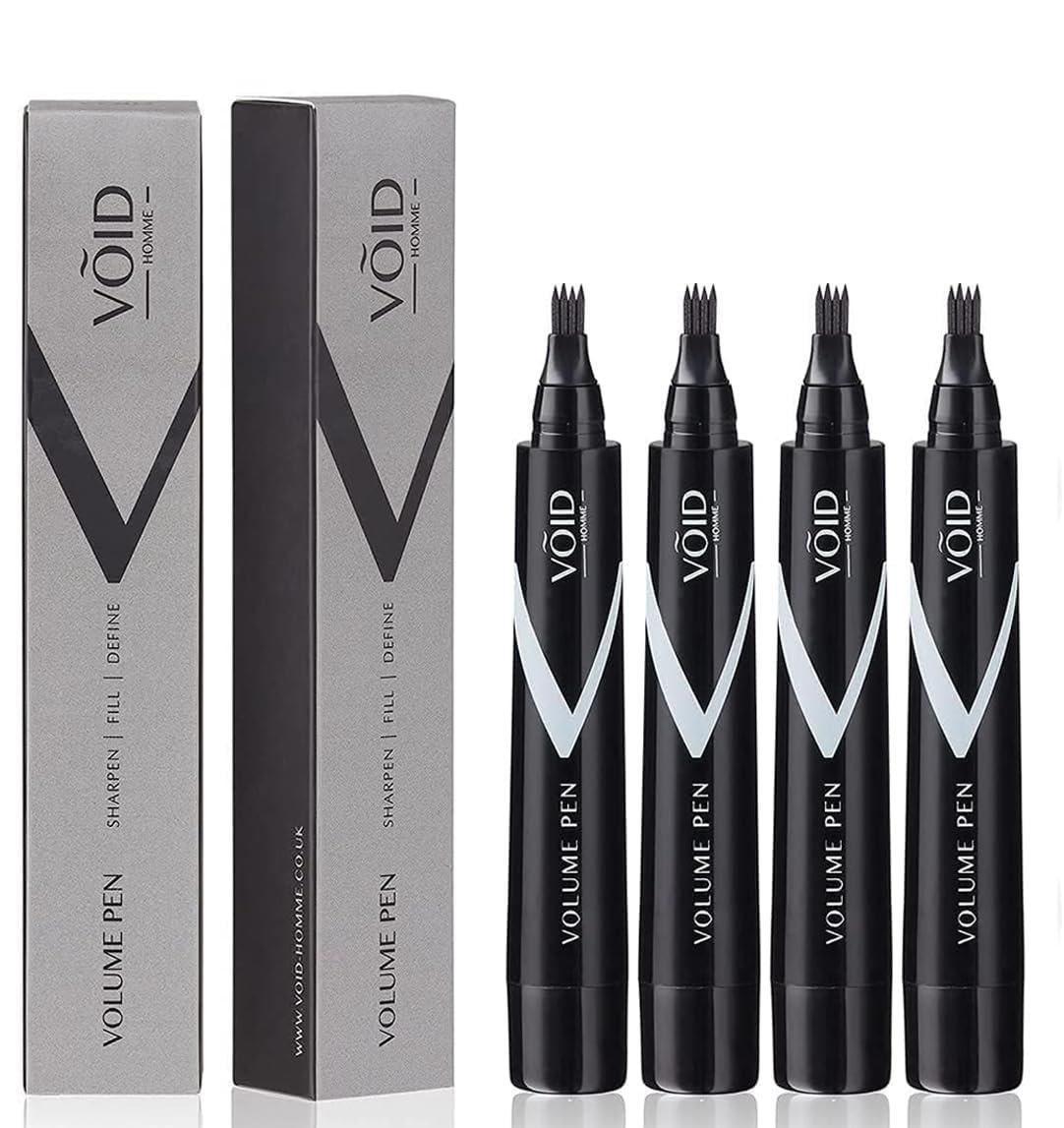 VOID Homme Bartstift für Männer (4er-Pack) – Sofortiger Bartfüller & Bartstift, wasserfest (Schwarz)