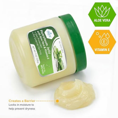 MED PRIDE Petroleum Jelly mit Aloe Vera & Vitamin E, 227 g – Hautschutz und Feuchtigkeitscreme für trockene oder gereizte Haut, Ausschläge, rissige Lippen, kleine Schnitte, Verbrennungen und Windeldermatitis