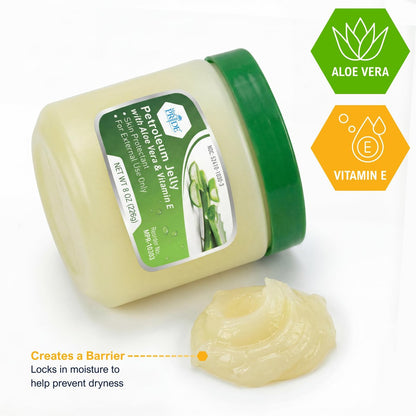 MED PRIDE Petroleum Jelly mit Aloe Vera & Vitamin E, 227 g – Hautschutz und Feuchtigkeitscreme für trockene oder gereizte Haut, Ausschläge, rissige Lippen, kleine Schnitte, Verbrennungen und Windeldermatitis