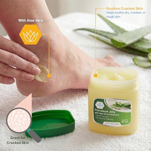 MED PRIDE Petroleum Jelly mit Aloe Vera & Vitamin E, 227 g – Hautschutz und Feuchtigkeitscreme für trockene oder gereizte Haut, Ausschläge, rissige Lippen, kleine Schnitte, Verbrennungen und Windeldermatitis