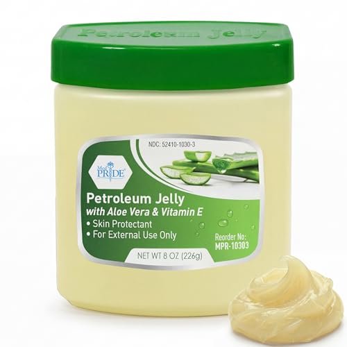 MED PRIDE Petroleum Jelly mit Aloe Vera & Vitamin E, 227 g – Hautschutz und Feuchtigkeitscreme für trockene oder gereizte Haut, Ausschläge, rissige Lippen, kleine Schnitte, Verbrennungen und Windeldermatitis