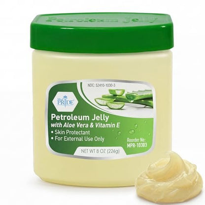 MED PRIDE Petroleum Jelly mit Aloe Vera & Vitamin E, 227 g – Hautschutz und Feuchtigkeitscreme für trockene oder gereizte Haut, Ausschläge, rissige Lippen, kleine Schnitte, Verbrennungen und Windeldermatitis