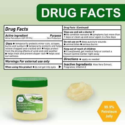 MED PRIDE Petroleum Jelly mit Aloe Vera & Vitamin E, 227 g – Hautschutz und Feuchtigkeitscreme für trockene oder gereizte Haut, Ausschläge, rissige Lippen, kleine Schnitte, Verbrennungen und Windeldermatitis