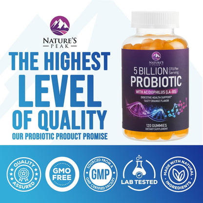 Probiotische Gummibärchen – 6 Premium-Probiotika-Stämme – Tägliches Probiotikum für die Darmgesundheit für Frauen, Männer & Teenager – Natürliche Unterstützung der Verdauung und des Immunsystems – 120 Gummibärchen