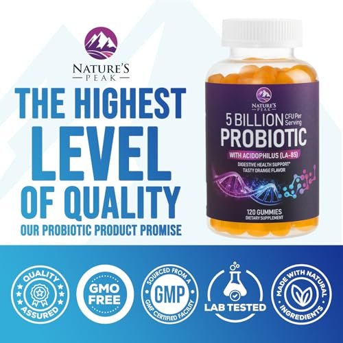 Probiotische Gummibärchen – 6 Premium-Probiotika-Stämme – Tägliches Probiotikum für die Darmgesundheit für Frauen, Männer & Teenager – Natürliche Unterstützung der Verdauung und des Immunsystems – 120 Gummibärchen