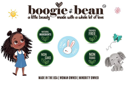 Boogie and Bean Haarstylingcreme oder Pomade für dickes und lockiges Kinderhaar mit Locs, Locken, Twists & Zöpfen, hergestellt mit natürlichen Ölen wie Kokosnuss & Mangobutter für schwarzes Haar
