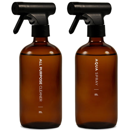 MaisoNovo Glas-Sprühflasche 2er-Set – 16,9 fl oz Bernsteinfarben mit 16 Etiketten