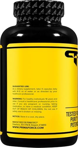 Primaforce Creatin Monohydrat Kapseln – 240 Kapseln, 3.000 mg pro Portion, glutenfrei und nicht gentechnisch verändert