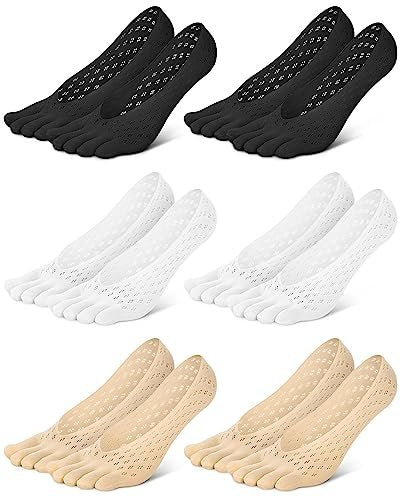 BLATOWN 6 Paar Ballenentlastungs-Socken, Zehenausrichtung Kompressions-Zehentrenner-Socken, No Show Low Cut Liner Fünf-Finger für Damen & Herren Ballenzeh