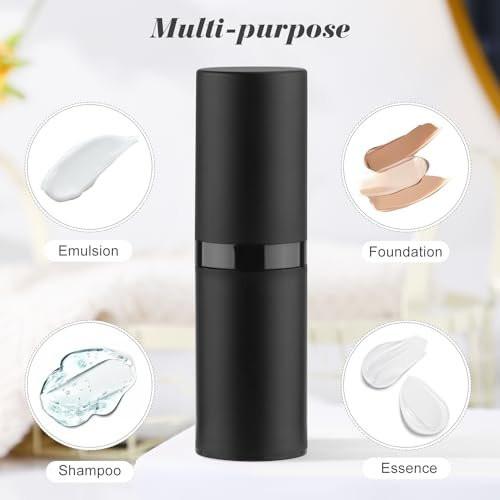 BOSMIOW 5 Stück 15 ml Schwarze Airless-Pumpflasche, Leere Mattierte Vakuum-Lotionflasche Nachfüllbarer Kosmetik-Vakuumpumpen-Make-up-Spenderbehälter für Foundation, Lotion, Creme, ätherische Öle, Shampoo