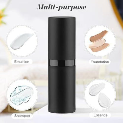 BOSMIOW 5 Stück 15 ml Schwarze Airless-Pumpflasche, Leere Mattierte Vakuum-Lotionflasche Nachfüllbarer Kosmetik-Vakuumpumpen-Make-up-Spenderbehälter für Foundation, Lotion, Creme, ätherische Öle, Shampoo