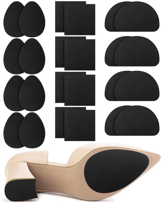 24-teilige Anti-Rutsch-Pads für Schuhe – Selbstklebende Schuhgriffe für Absätze, Strapazierfähige Gummisticker (3 Designs, Schwarz)