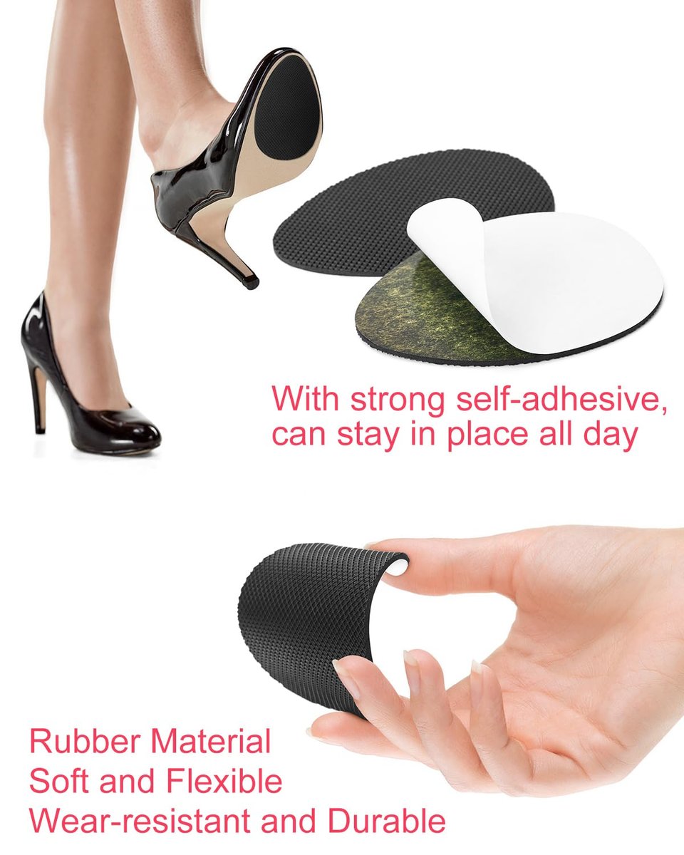 24-teilige Anti-Rutsch-Pads für Schuhe – Selbstklebende Schuhgriffe für Absätze, Strapazierfähige Gummisticker (3 Designs, Schwarz)