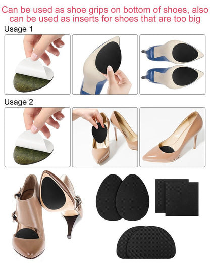24-teilige Anti-Rutsch-Pads für Schuhe – Selbstklebende Schuhgriffe für Absätze, Strapazierfähige Gummisticker (3 Designs, Schwarz)